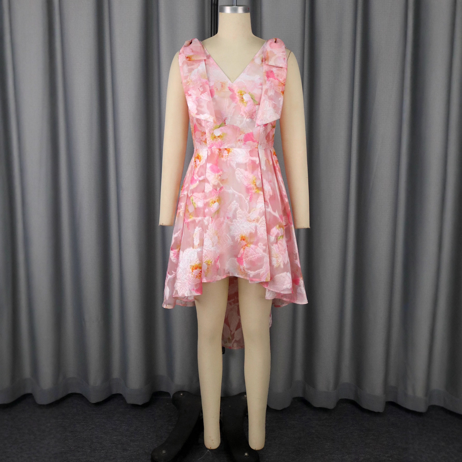 V-neck Skirt A- Hem Dovetail Evening Gown