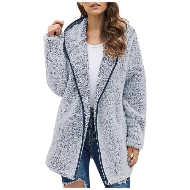 Casual Solid Color Lapel Long Sleeve Sweater Blue - Shop at LoveMi