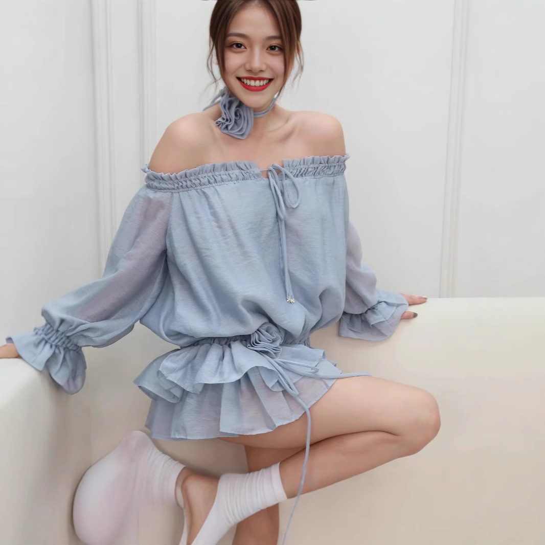 European And American-style Slim-fit Waist-cinching Long-sleeve Dress