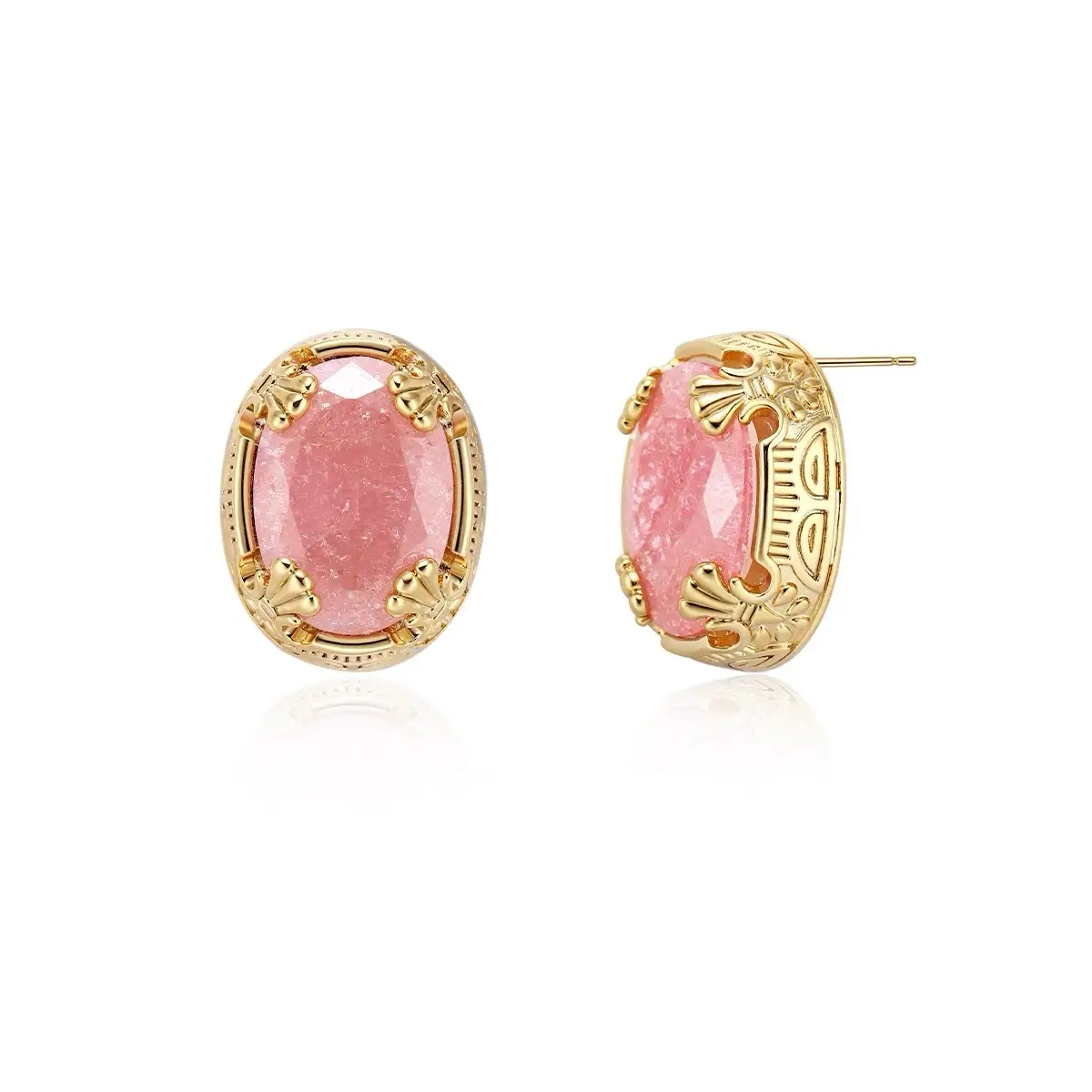 Light Luxury Minority Original Retro Girl Ice Crystal Flower Window New Chinese Gemstone Earrings