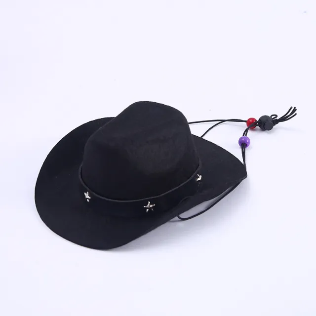 Polyester Woven Mini Hat Pet Decoration Western Cowboy Hat Black - Shop at LoveMi