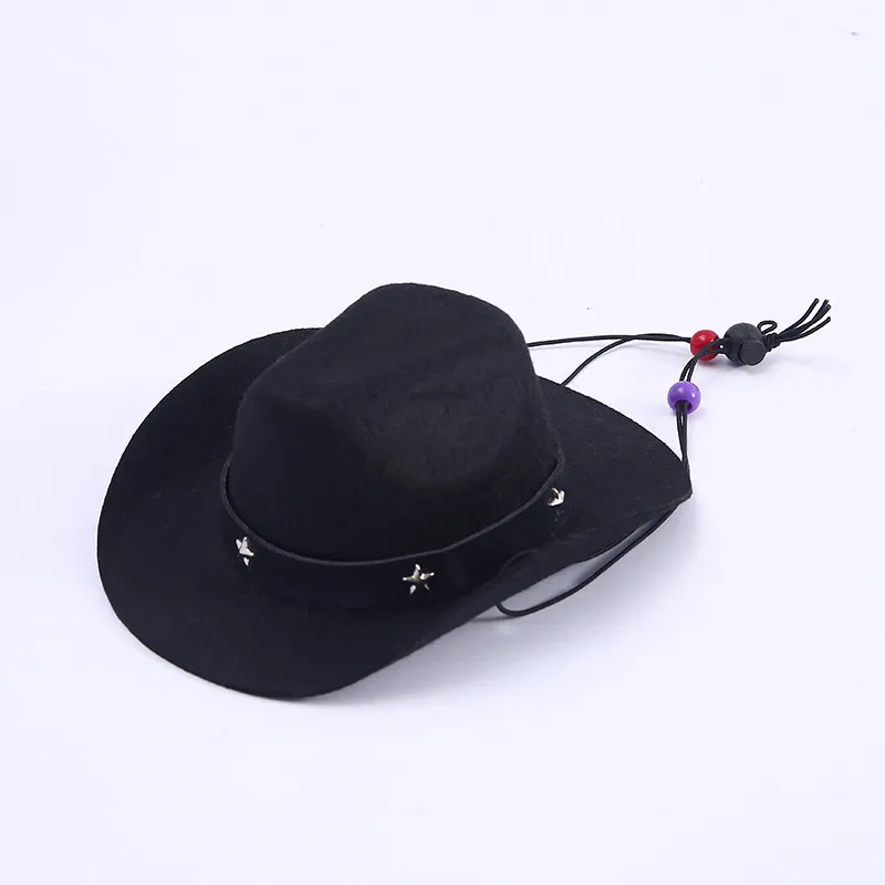 Polyester Woven Mini Hat Pet Decoration Western Cowboy Hat - Black