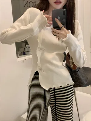 Short Inner Wear Slim Bow Western Style Shirt Top Apricot - Shop at LoveMi