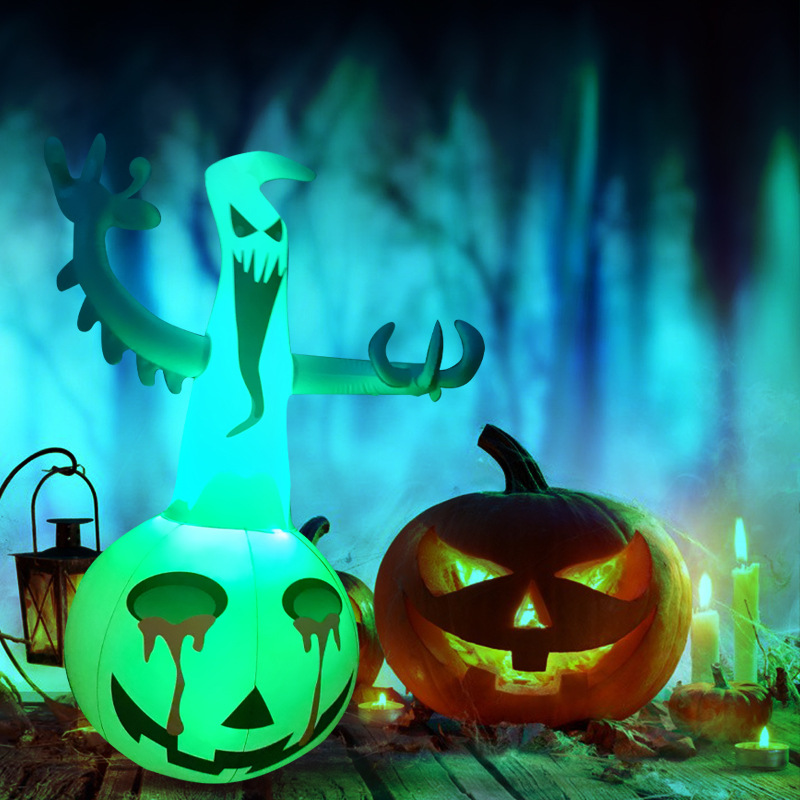 Décor gonflable citrouille fantôme Halloween LED 9