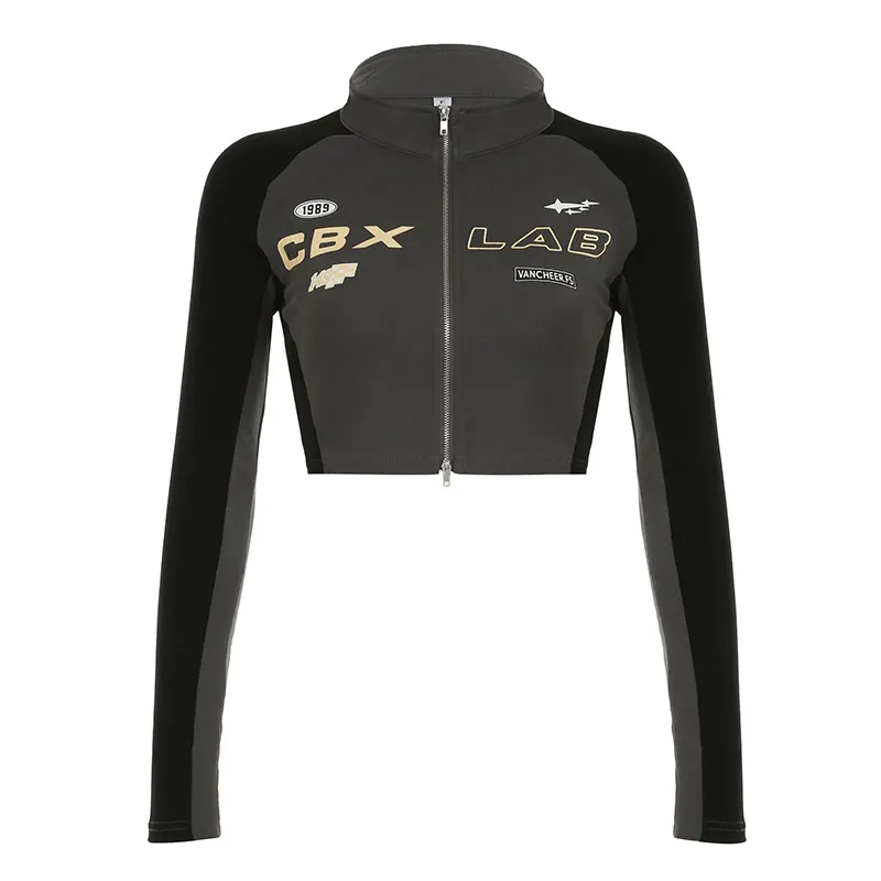 Long Sleeve Maillard Zipper Sweater Top - Brown