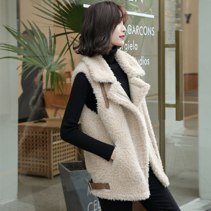 Lamb Wool Women's Korean-style Loose Student Thickened Fur Plush Vest