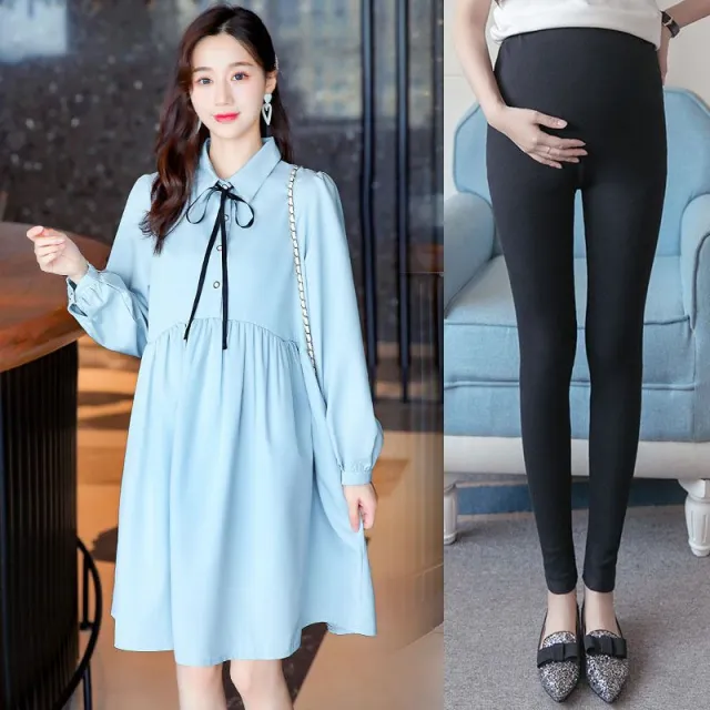 Western Style Internet Celebrity Breastfeeding Dress Blue Dress Black Pants Suit - Shop at LoveMi