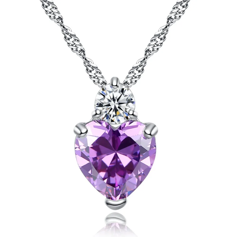 Title 3, Heart-shaped pendant fashion zircon necklace