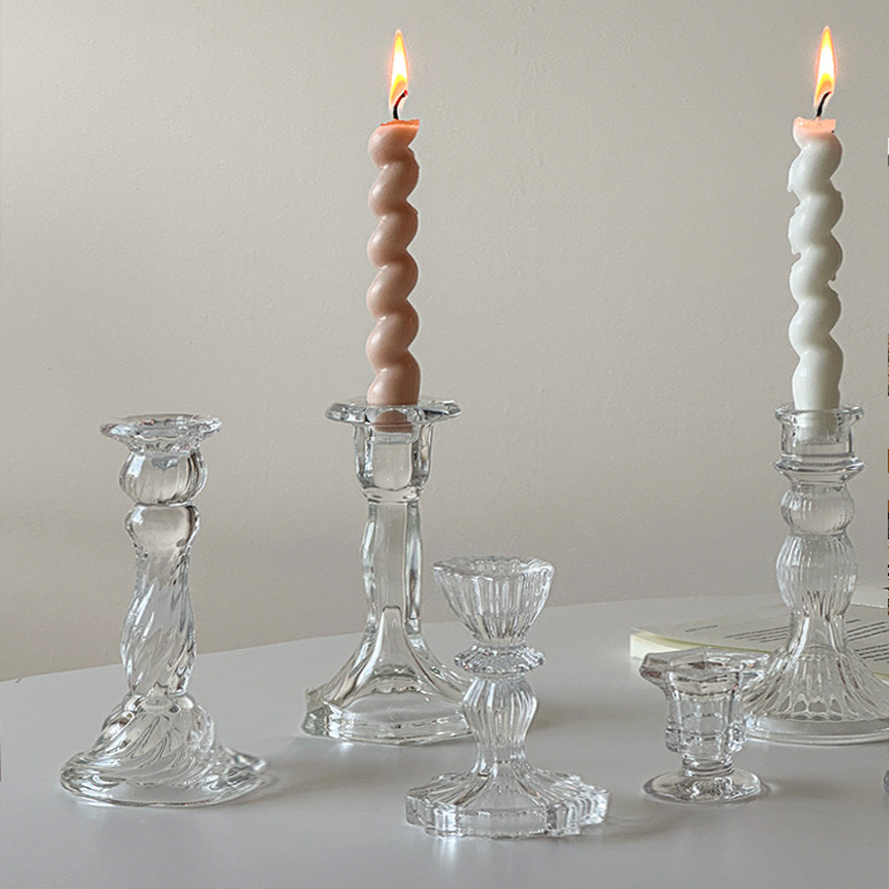 Northern European Retro Crystal Candle Holder Glass