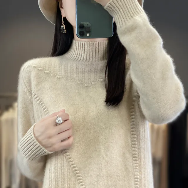 Women's Short All match Bottoming Casual Knitwear Beige - Shop at LoveMi