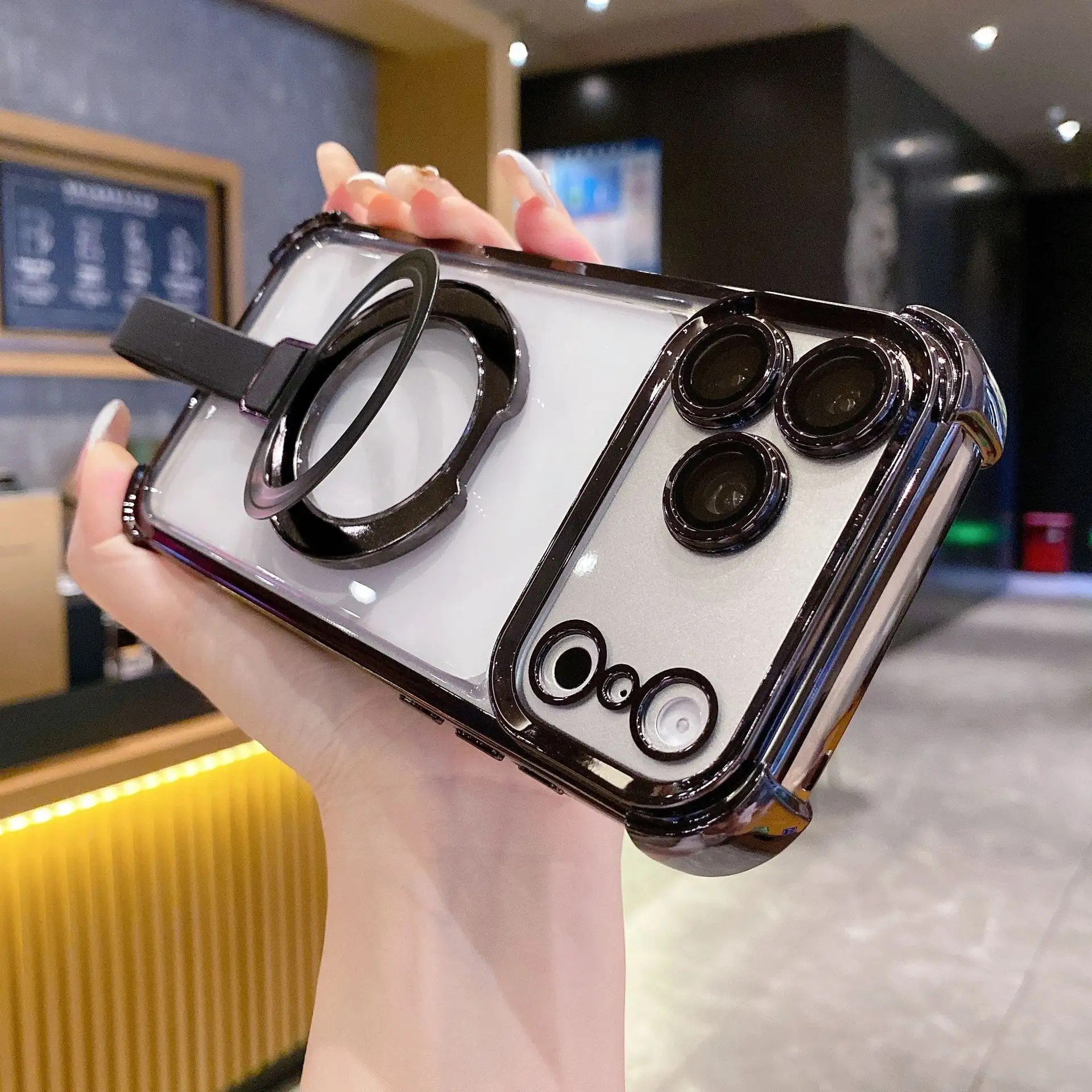 Suitable For 16-inch Electroplated Border Magnetic Suction Anti-drop Holder
