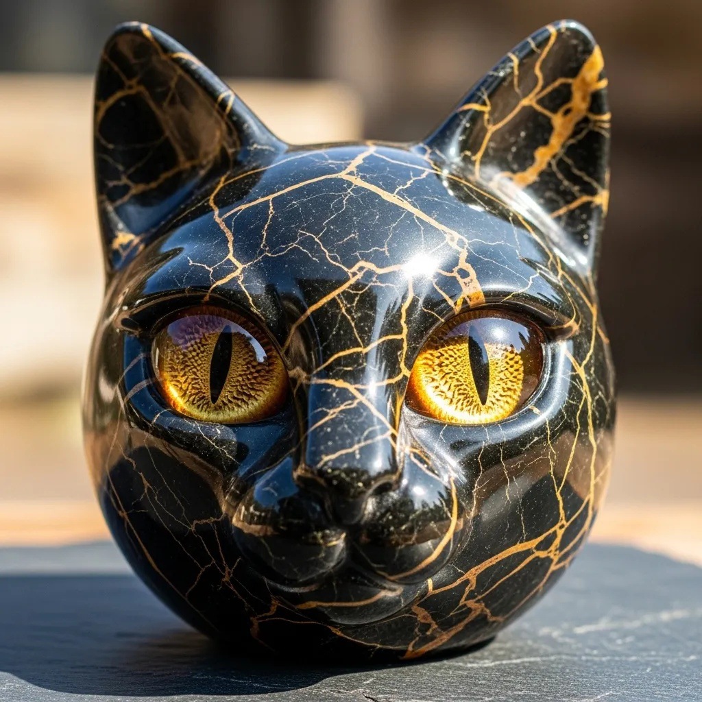 Luxury Cat Stone Carving Cat Resin Decorations
