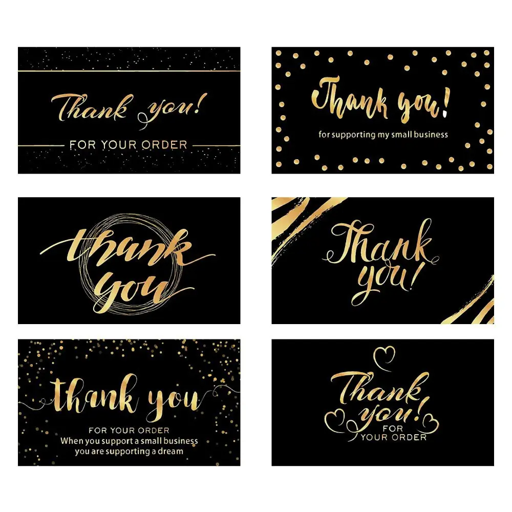 Thank-you Card with Black Print and Gold Foil-stamped English