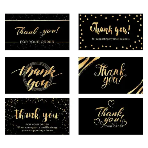 Thank-you Card with Black Print and Gold Foil-stamped English