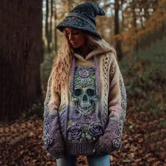 Autumn And Winter Relaxed-fit Hoodie Top Casual Drop-shoulder Vintage Printed Sweater - Wyut15487-5Xl - View 1