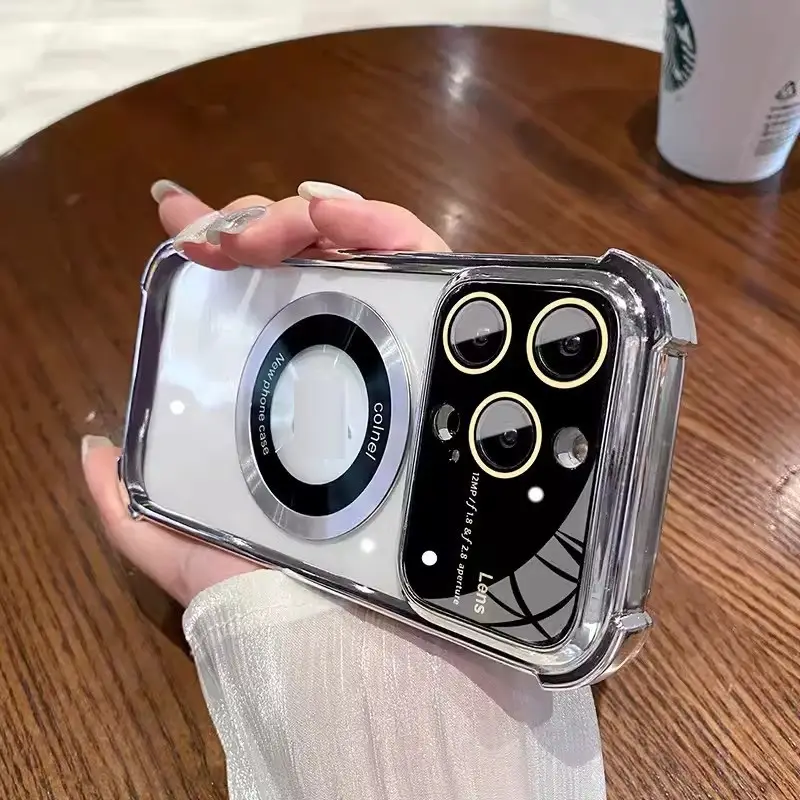 Electroplating Four-corner Large Window Suitable For Phone Case Airbag All-inclusive Drop-resistant Magnetic Protective Cover
