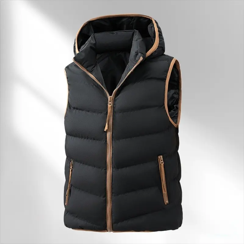 Mens Loose-Fit Down-Padded Hooded Vest