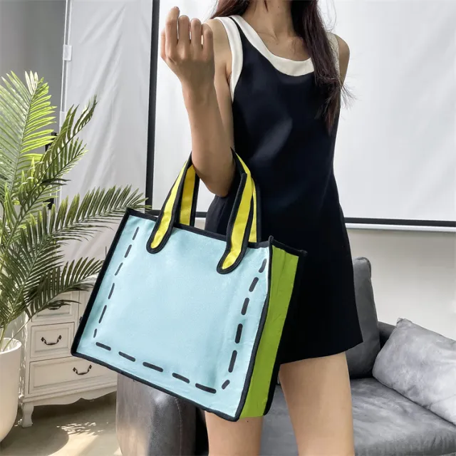 Cartoon Anime Girl Canvas Bag Green - Shop at LoveMi