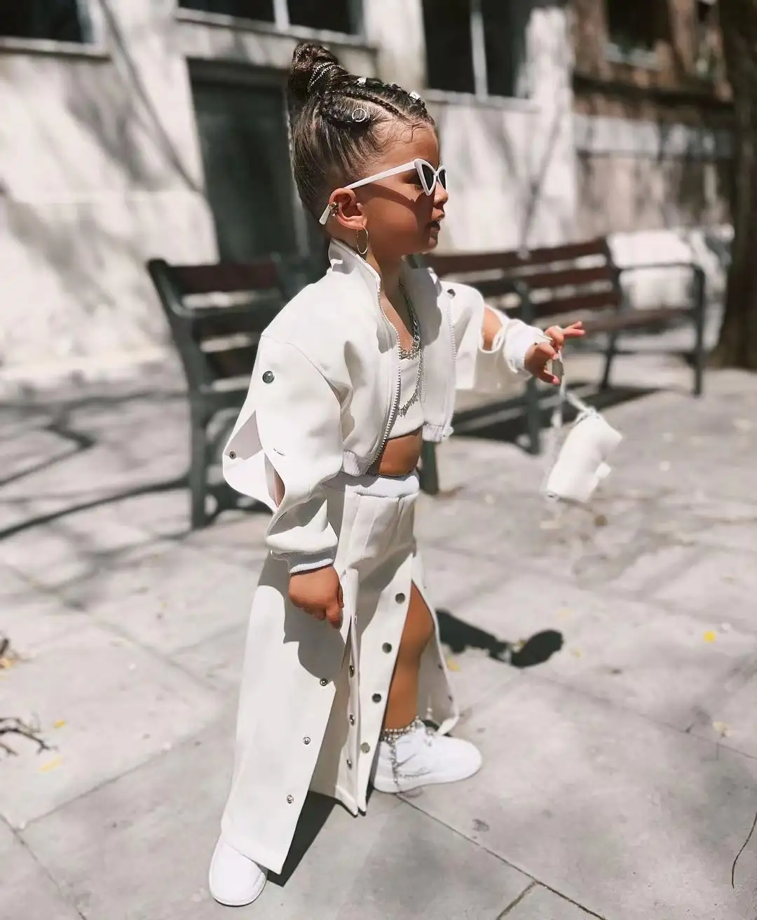 Girls' American-style High Street Breasted Wide-leg Pants Jacket Suits Ins