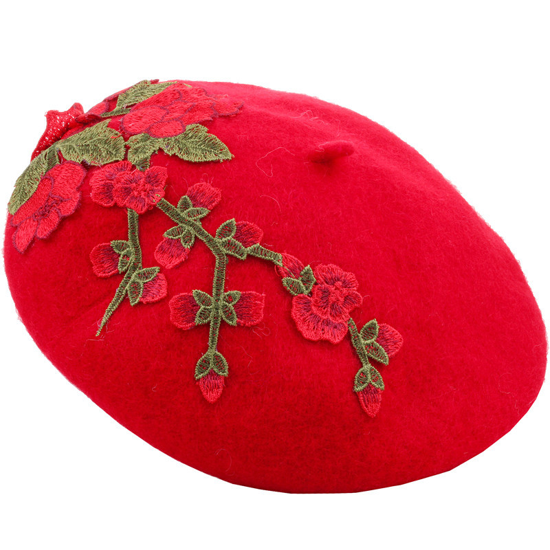 Ethnic Temperament Handmade Sticky Flower Beret