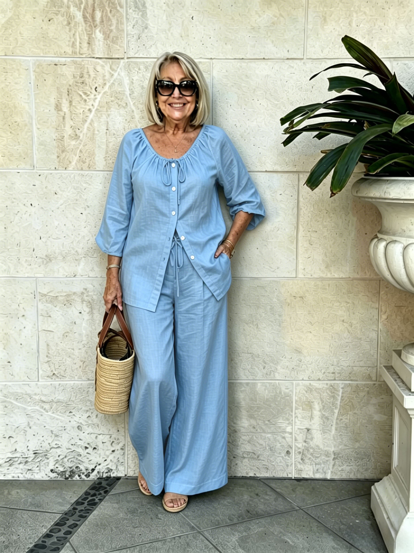 Loose-fitting Casual Top And Long Pants Two-piece Set