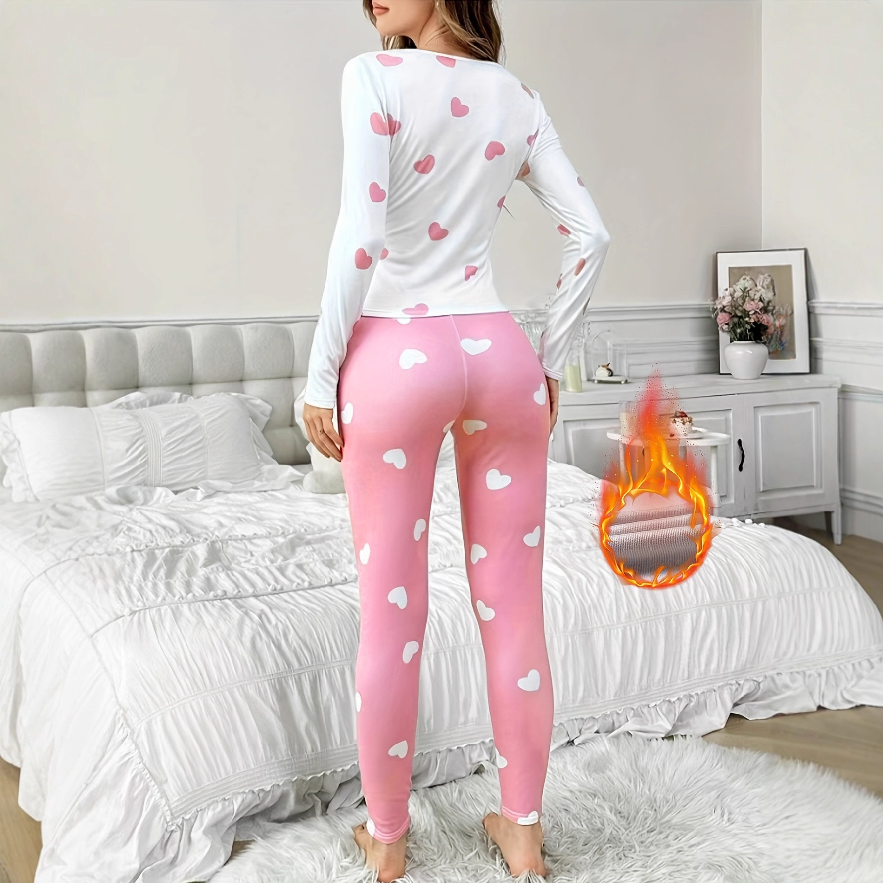 Womens New Warm Loungewear Set Autumn Top And Pants