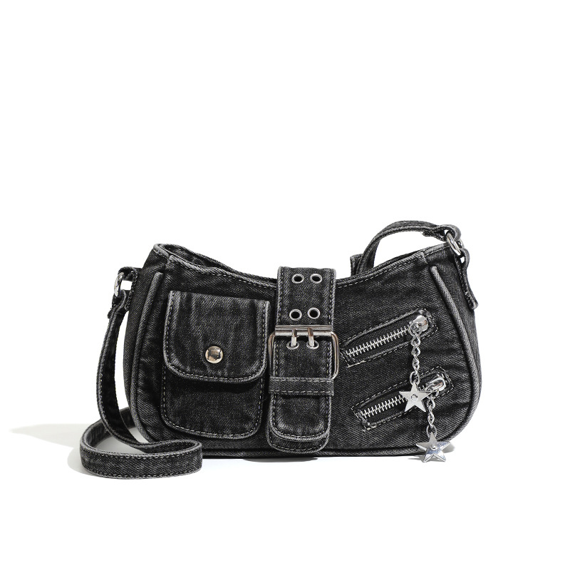 Sac sous les bras en denim vintage style américain