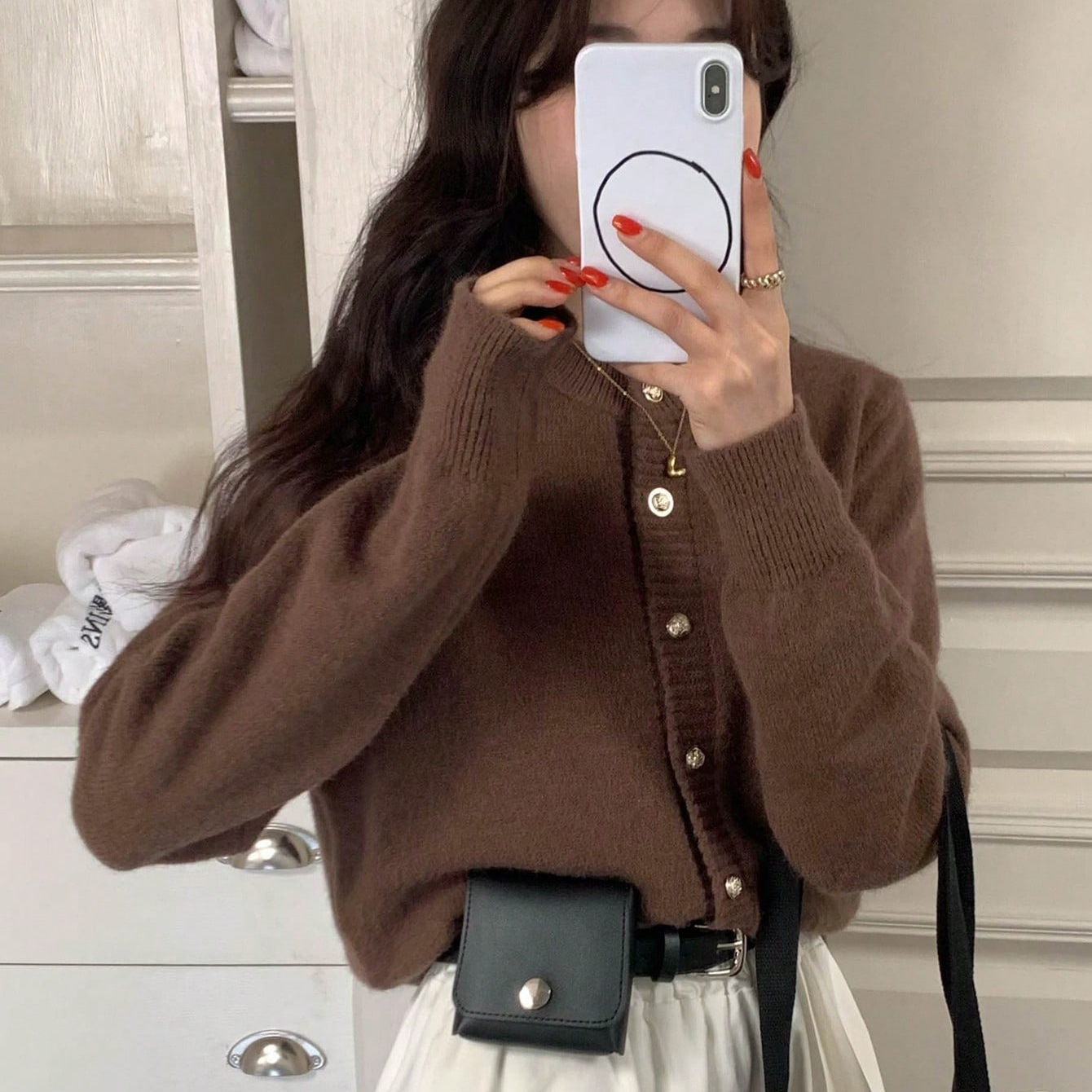 Women's Round Neck Warm Knitwear Sweater Coat