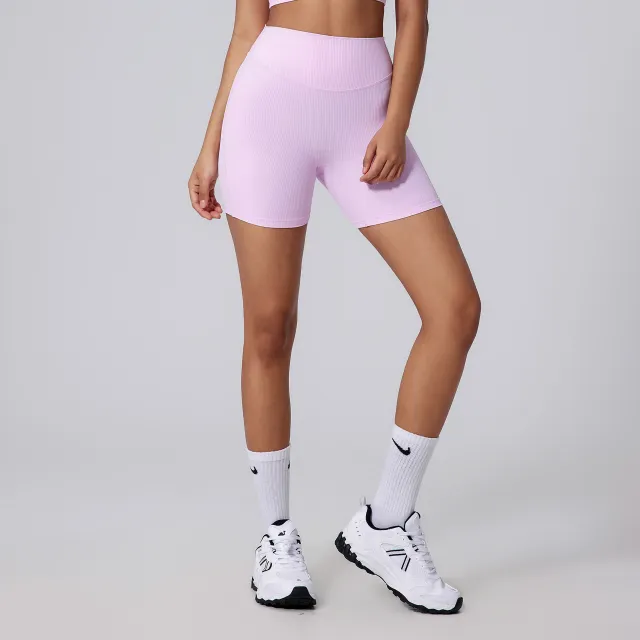 Peach Pleated Hip Raise Yoga Pants High Waist Vitamin Powder S - Shop at LoveMi