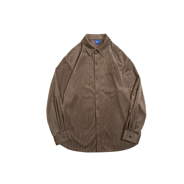 Japanese Style Retro Striped Shirt Bottoms Brown - Shop at LoveMi
