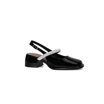 Closed Toe New Summer Square Toe Chunky Heel Sandals For Women - Black