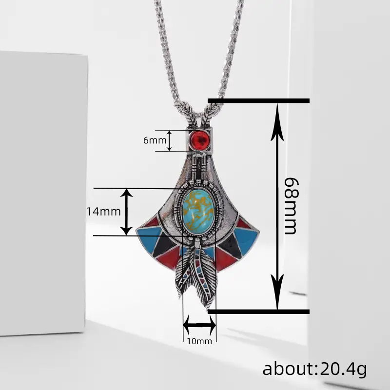 Womens Antique Silver Vintage Bohemian-Style Pendant Necklace