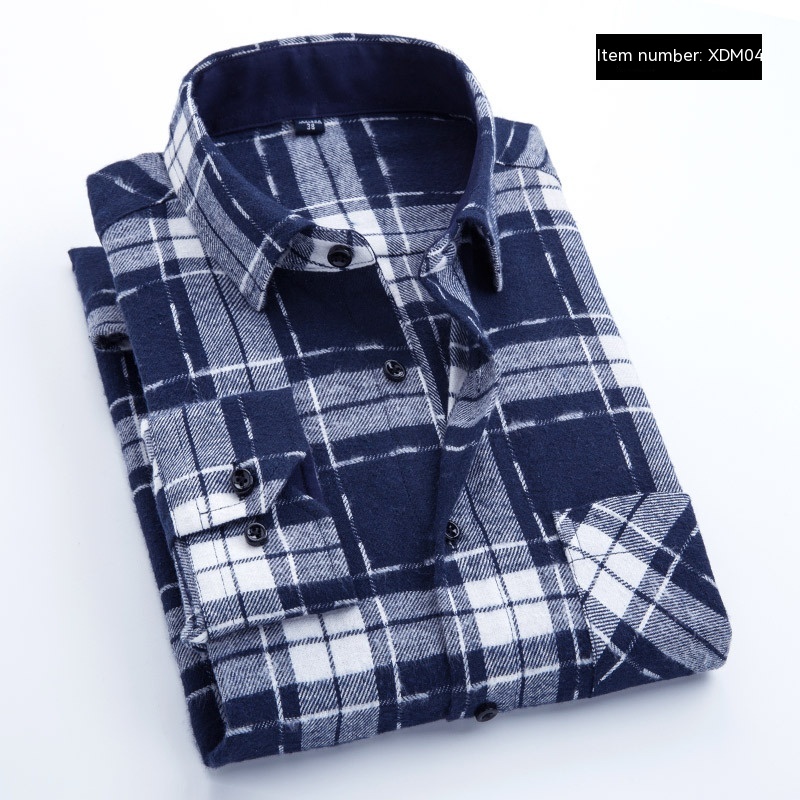 New Brushed Plaid Casual Long-sleeved Shirt For Men