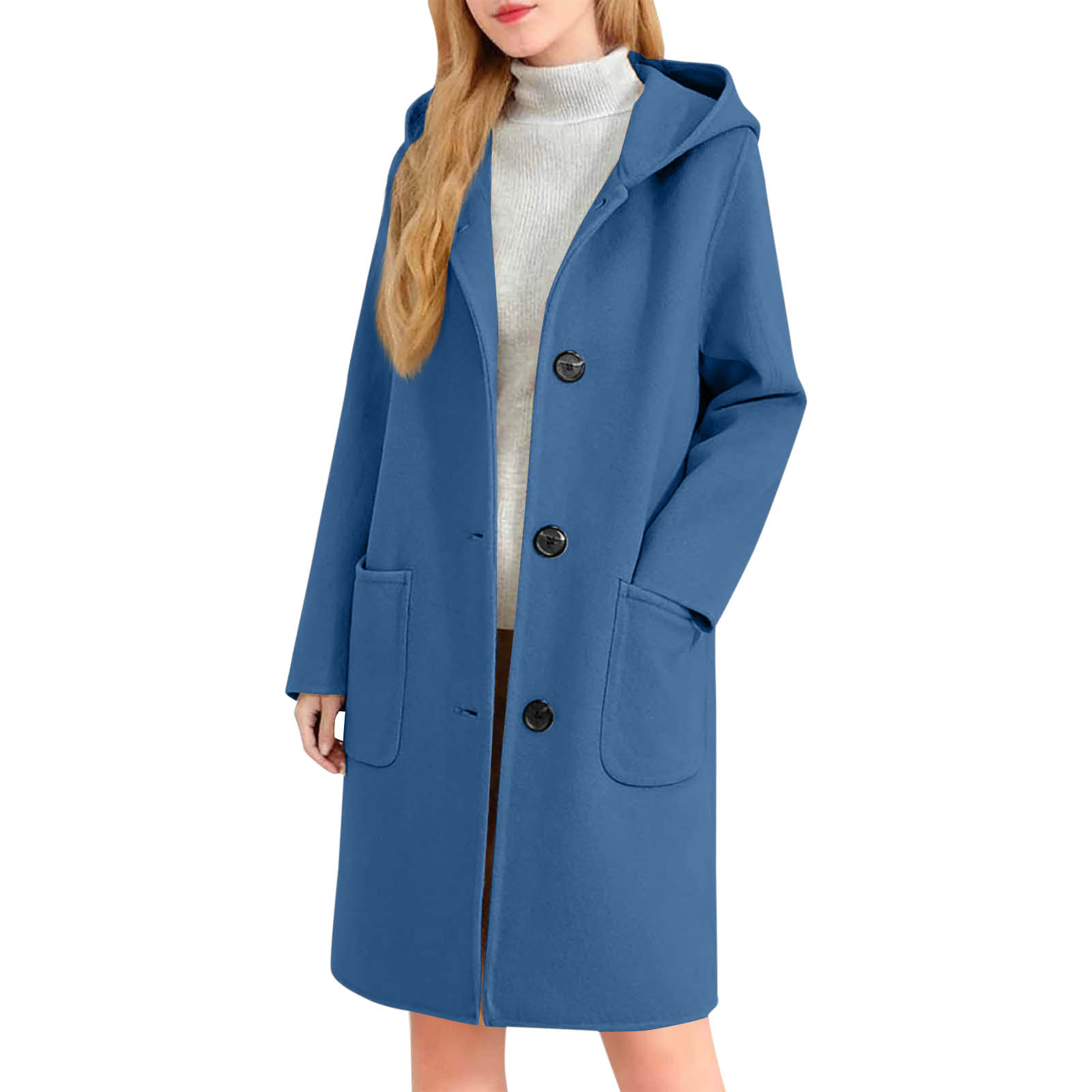 Womens Double-Faced Wool Coat With Hood - Image 1