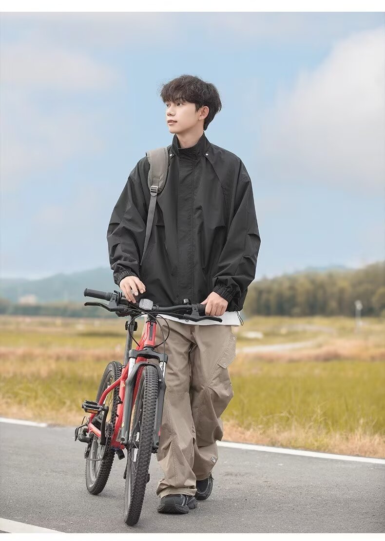 Windproof Waterproof Loose-Fit Men’s Shell Jacket, Retro Style Windproof Waterproof Loose-Fit Men’s Shell Jacket, Retro Style