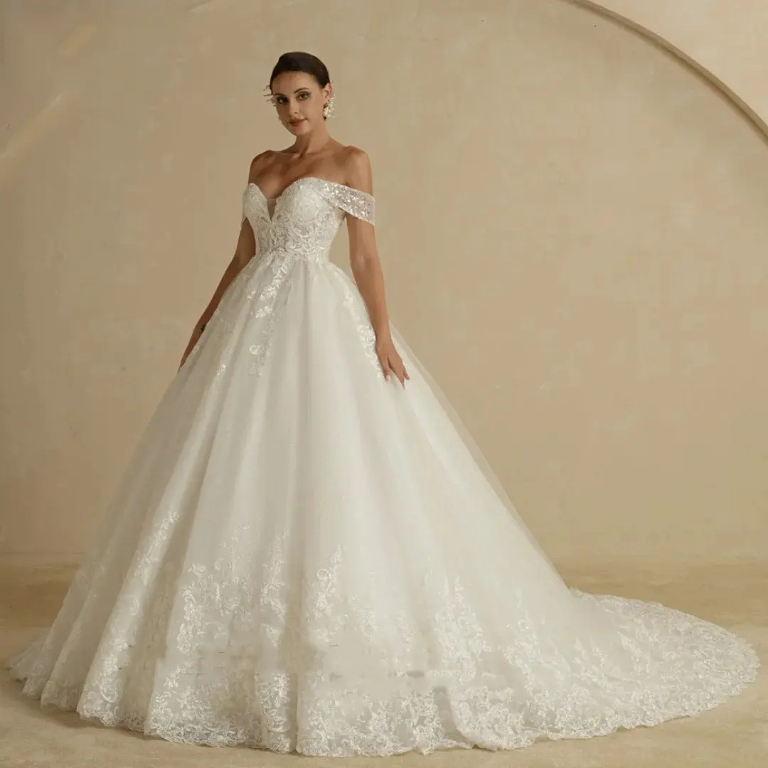 Off-shoulder Bridal Main Wedding Dress Elegant Court