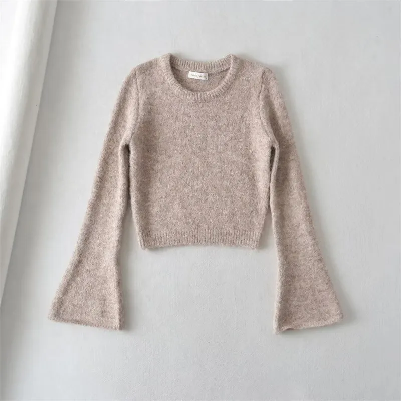 Fashion Design Horn Long Sleeve Sweater - Light Grey