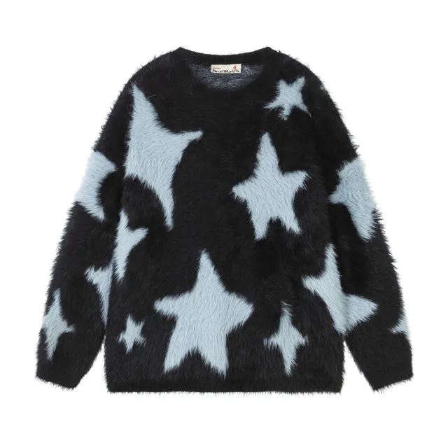 Personality XINGX Full Printed Niche Knitted Lazy Soft Glutinous Sweater Black - Shop at LoveMi