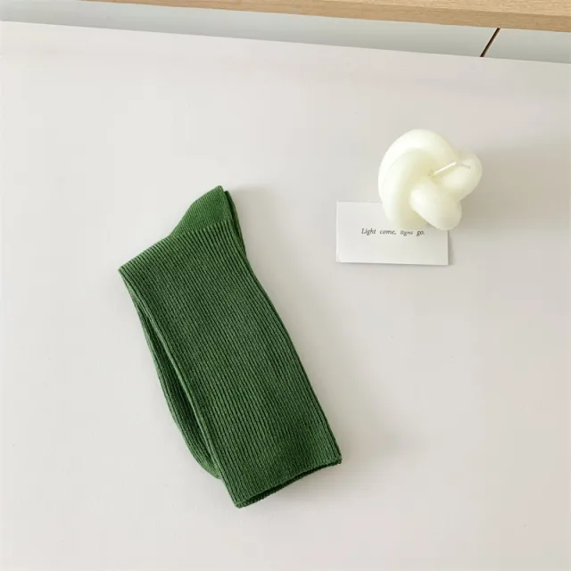 Pure And Candy Color Cotton Women's Mid calf Length Sock Dark Green - Shop at LoveMi