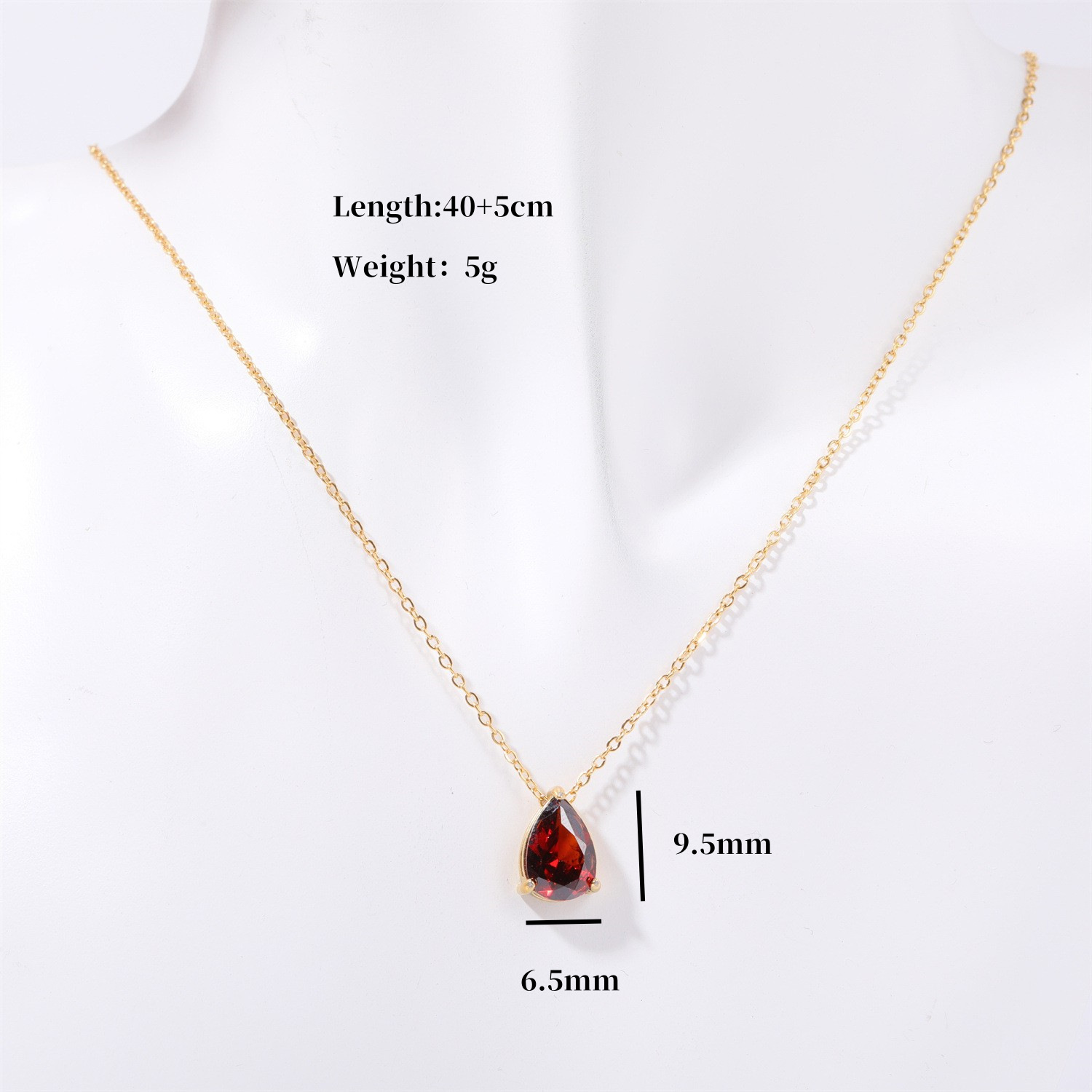 Titanium Steel Water Drop Zircon Necklace Furnace Vacuum