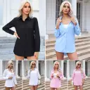 Womens Mid-length Loose-fit Chiffon Blouse view 2