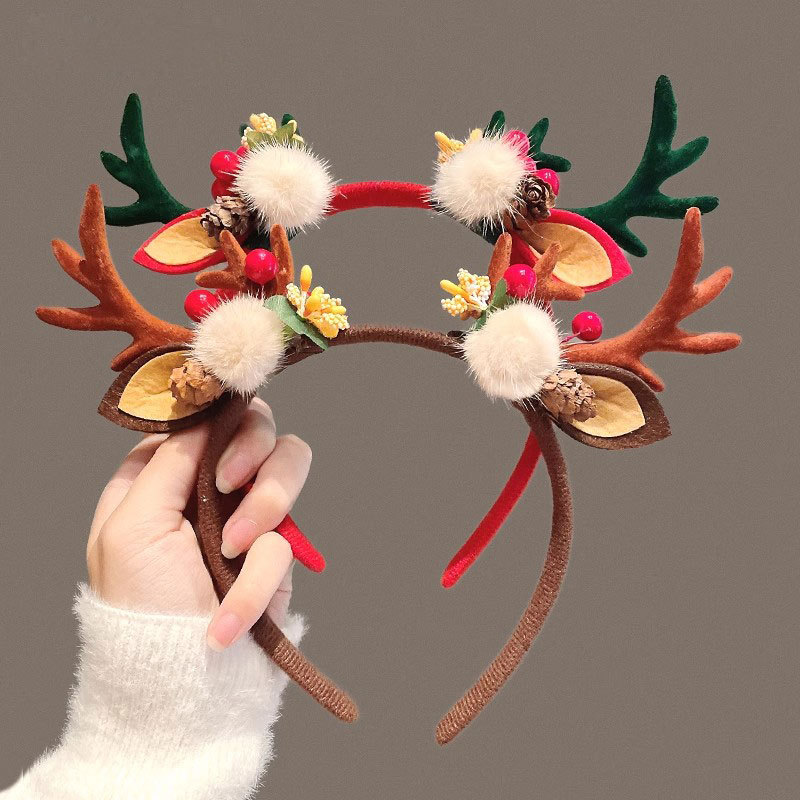 Christmas mori small antlers headband hair clip headdress