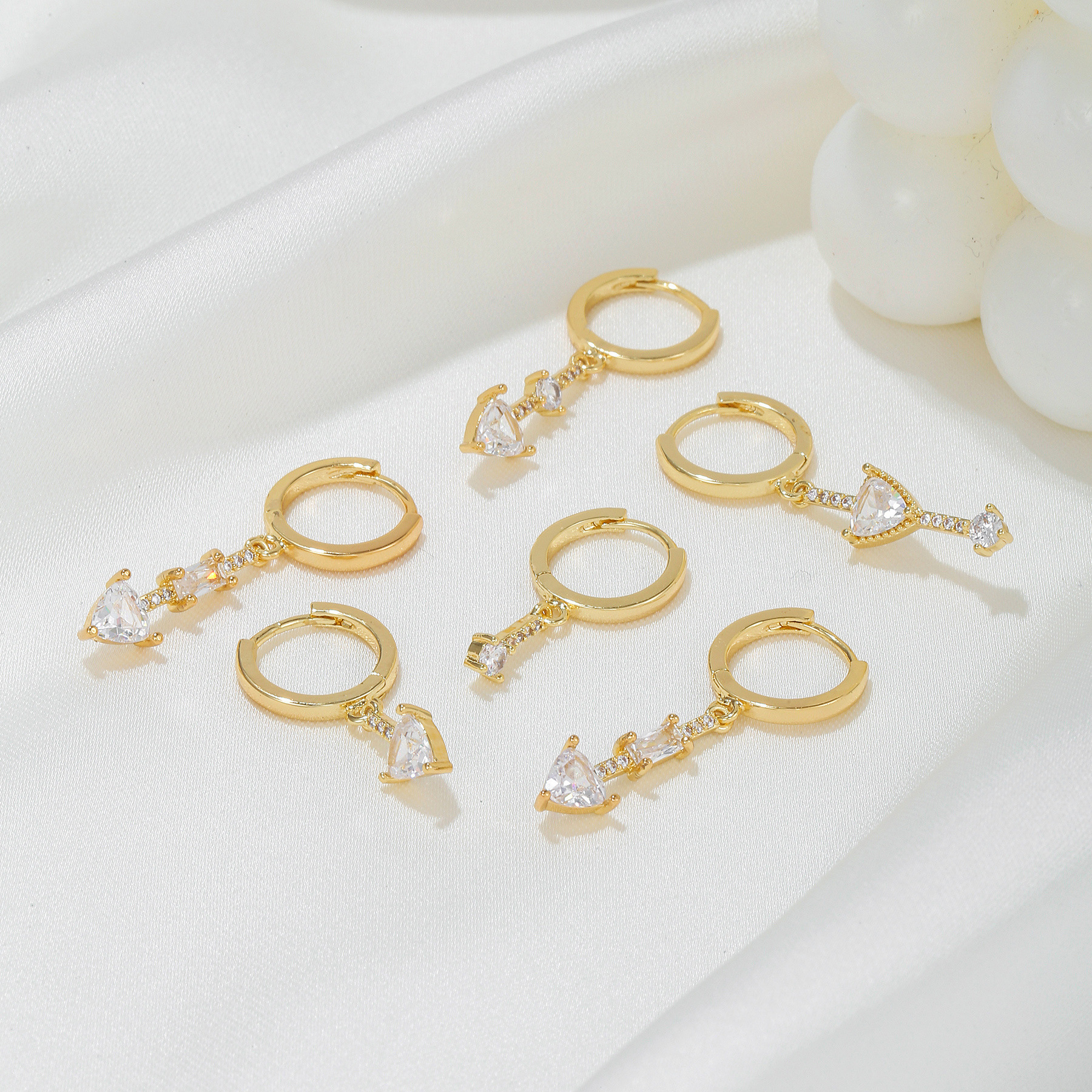 Women's Long Triangle Zircon Earrings