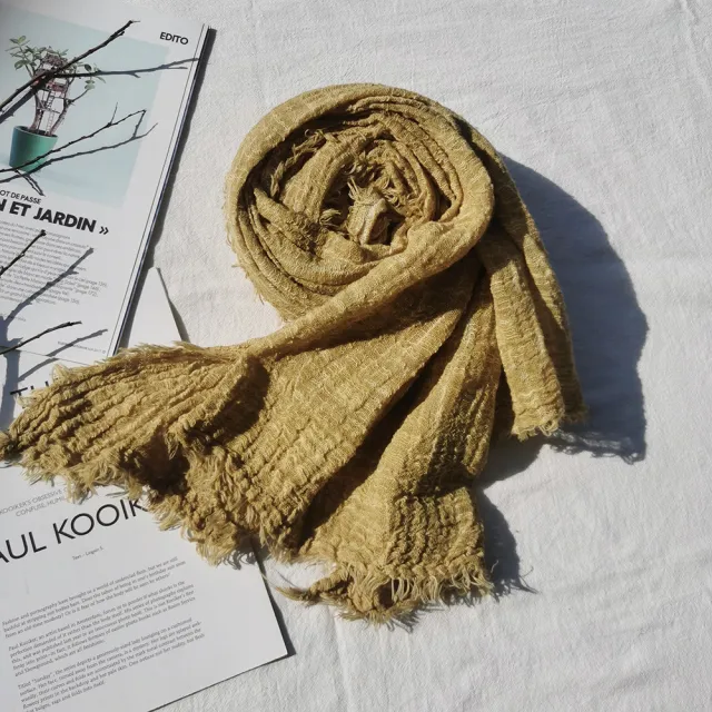 Zen Pure Color Cotton Scarf For Women Autumn And Winter Turmeric - Shop at LoveMi