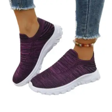 New Mesh Flyknit Low-top Slip-on Sneakers With A Thick Platform Wedge For Women