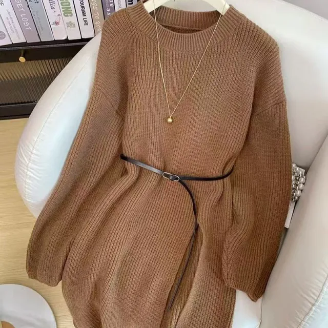 Winter Outfit A Full Set Of French Retro Dresses For Women Brown - Shop at LoveMi