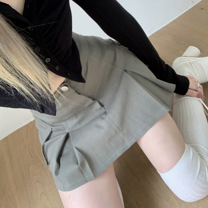 Title 3, Punk Fashion Low Rise Pleated Workwear Skirt fo...