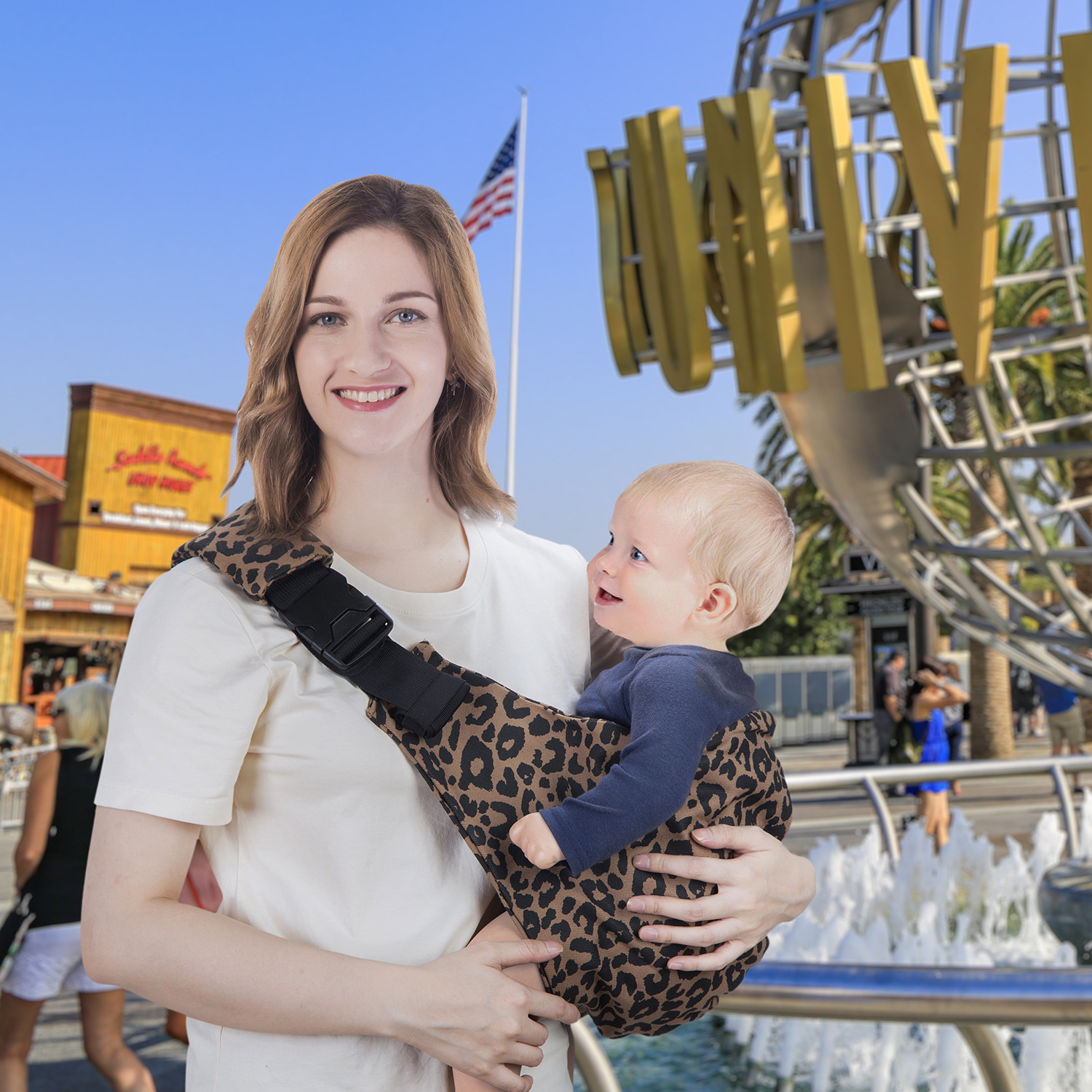 Simple Leopard-Print Baby Carrier For Safe Carrying