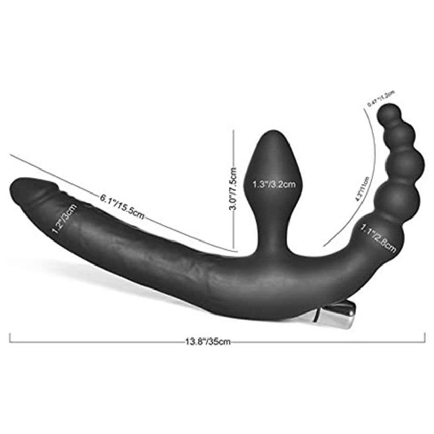 Three-point Resonance Back Court Double-headed Butt Plug Prostate Massage Massager 8