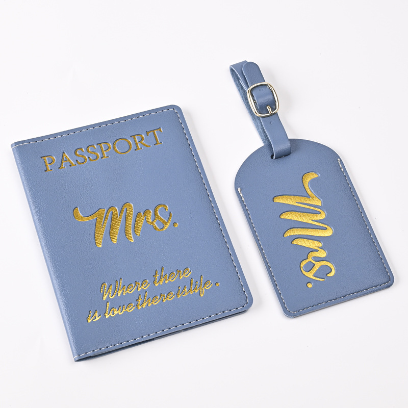 Pu Leather Bronzing Design Passport Holder Luggage Tag Suit Passport
